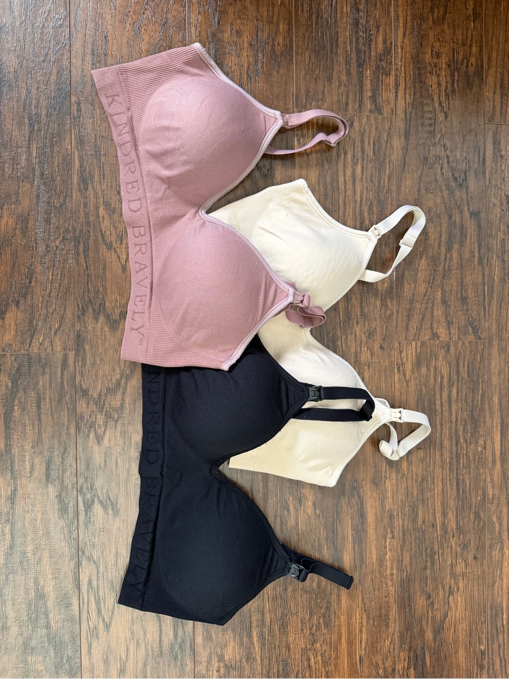 Kindred Bravely Seamless Nursing Bra Set in Mauve, Cream & Black